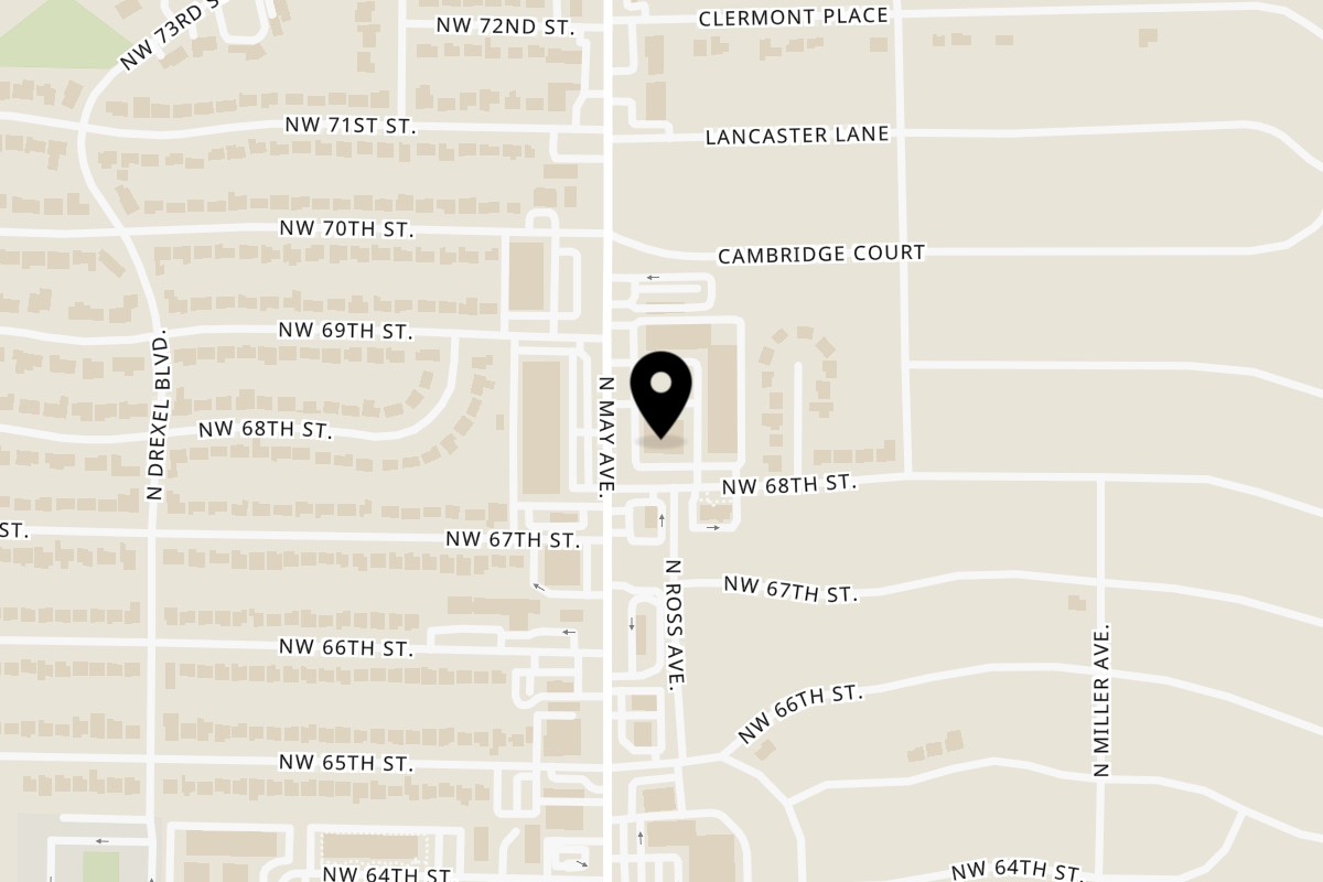 Map showing the location of Saii Asian Bistro and Sushi Bar on 6900 N May Ave in Oklahoma City